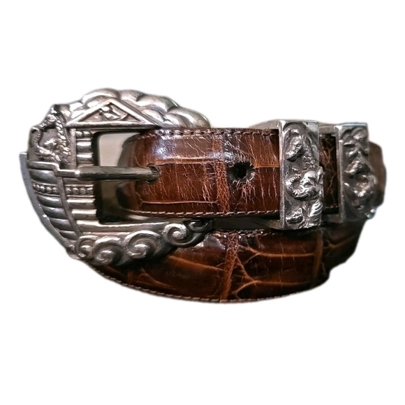 Brighton Museum Collection Women’s Noah’s Ark Brown Leather Belt Size Medium main image 9